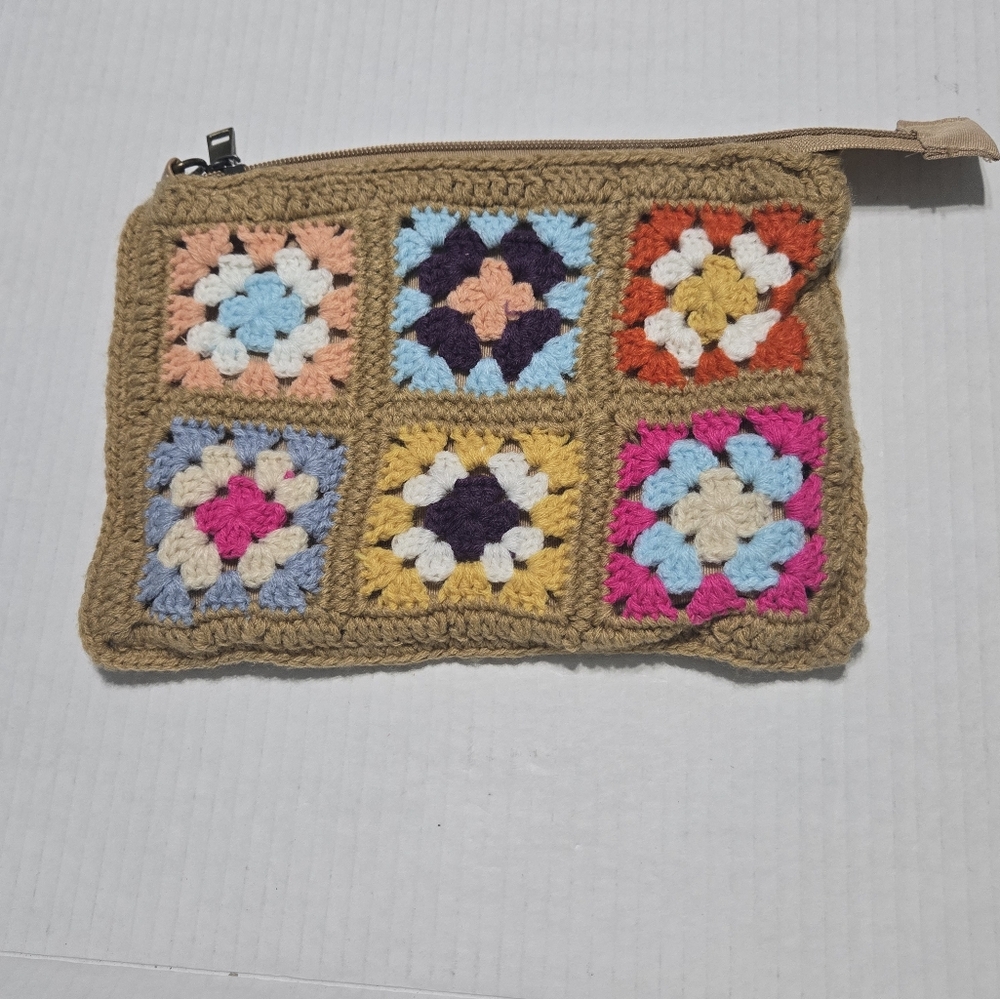 Boho Crochet Granny Square Tile Clutch Bag